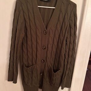 Dark Olive Cable Knit Sweater - Think 90s Era My So Called Life Vibes - Grunge